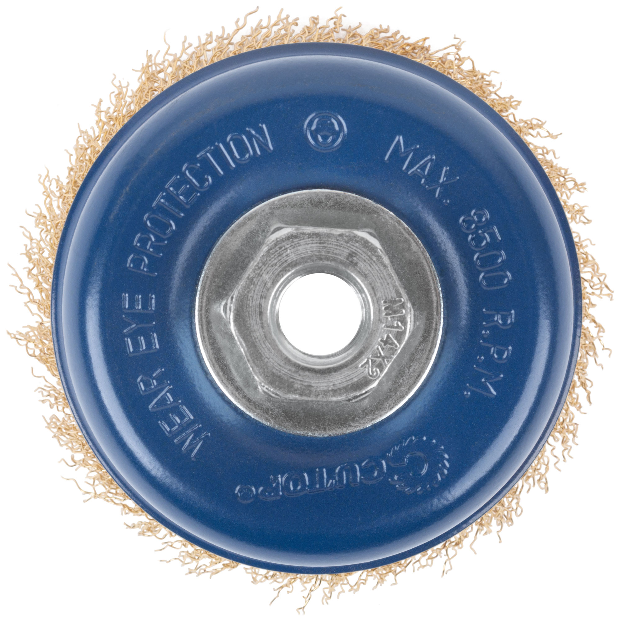 Щетка для УШМ, М14, тип "Чашка", латунированная витая проволока 0,3 мм, 100 мм, CUTOP Profi