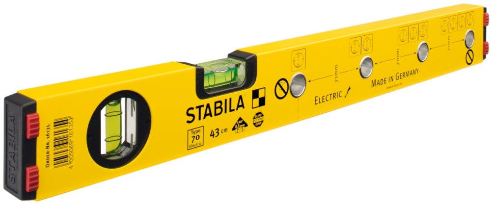 Уровень Stabila тип 70 Electric, 43см (1верт.,1гориз.,точн. 0,5мм/м) для электрика