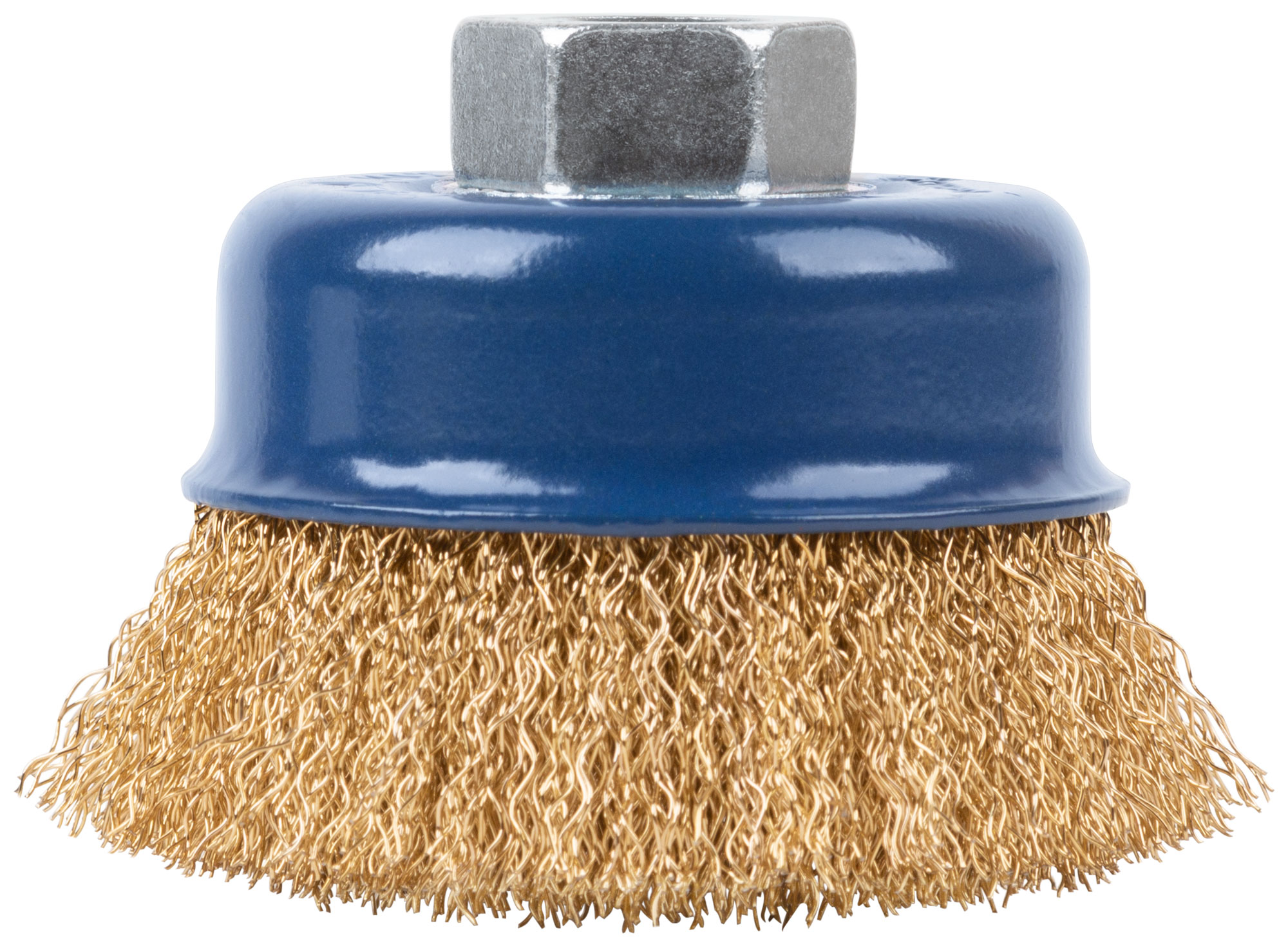 Щетка для УШМ, М14, тип "Чашка", латунированная витая проволока 0,3 мм,  75 мм, CUTOP Profi