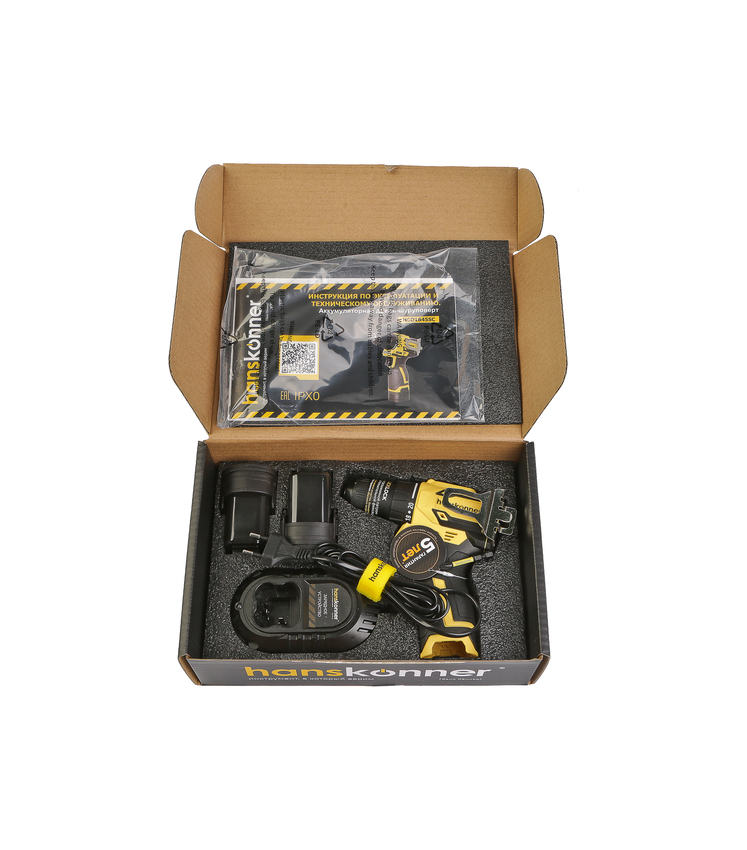 HCD1645SC Дрель акк б/щ Hanskonner PLATINUM, 14, 4В, 45Нм, 2х2.0Ач, 10мм, коробка,пл.патрон