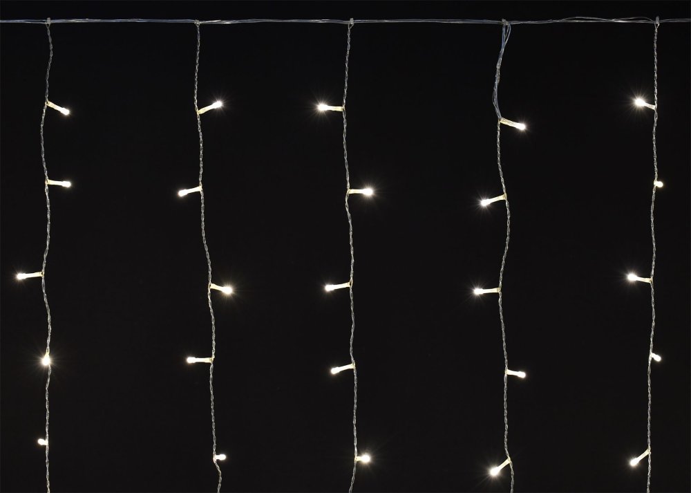 LIGHTING Гирлянда бахрома 4,5х0,7м 200 светодиодов теплый белый свет IP44 прозрачный шнур 3м 230В мерцание транзит IEK