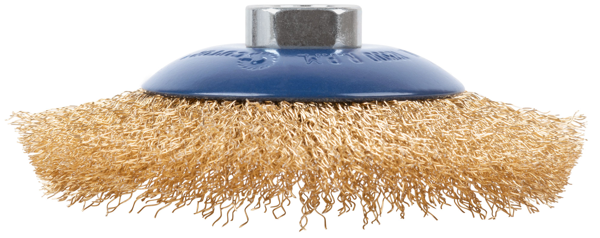 Щетка для УШМ, М14, тип "Тарелка", латунированная витая проволока 0,3 мм, 125 мм, CUTOP Profi