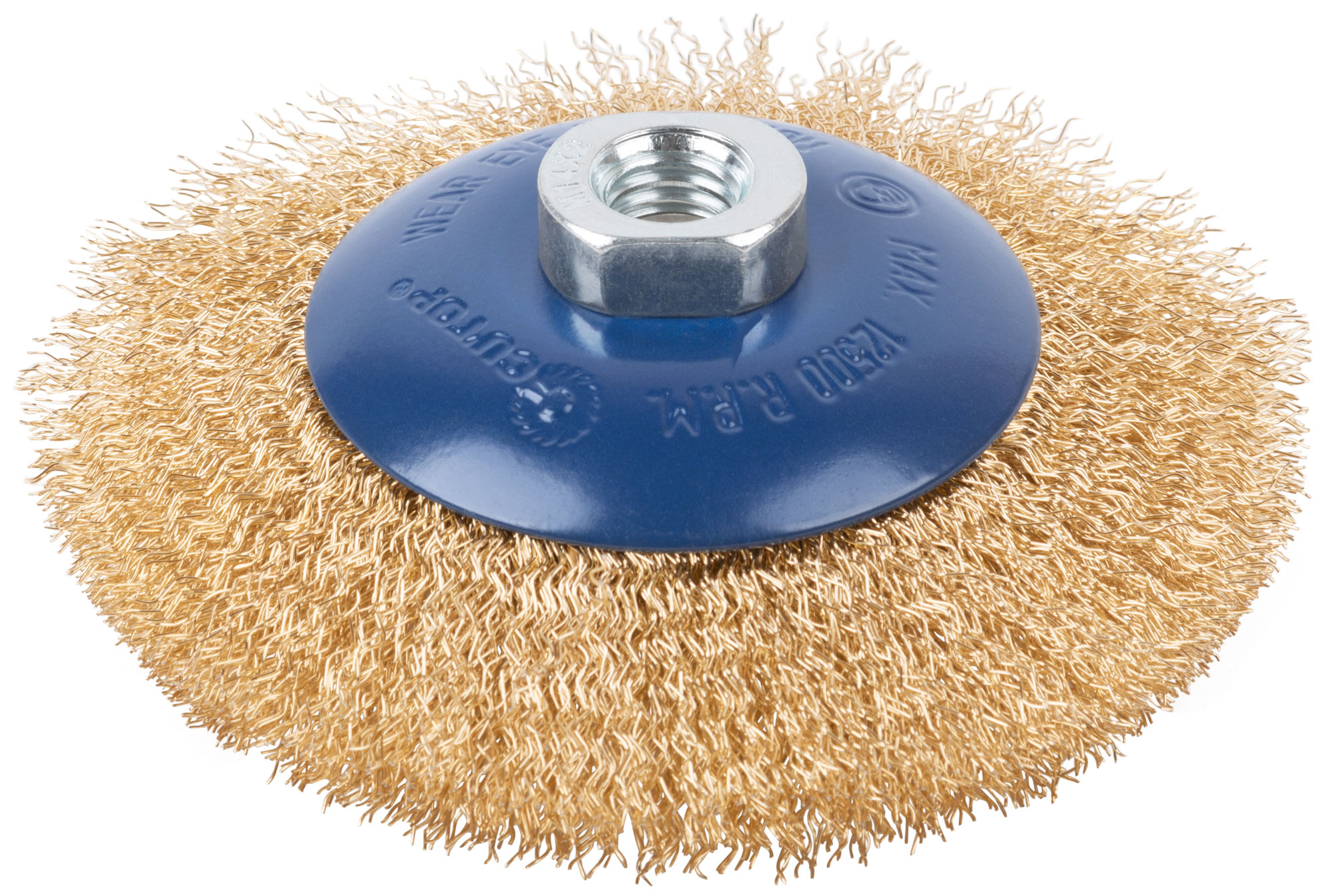 Щетка для УШМ, М14, тип "Тарелка", латунированная витая проволока 0,3 мм, 125 мм, CUTOP Profi