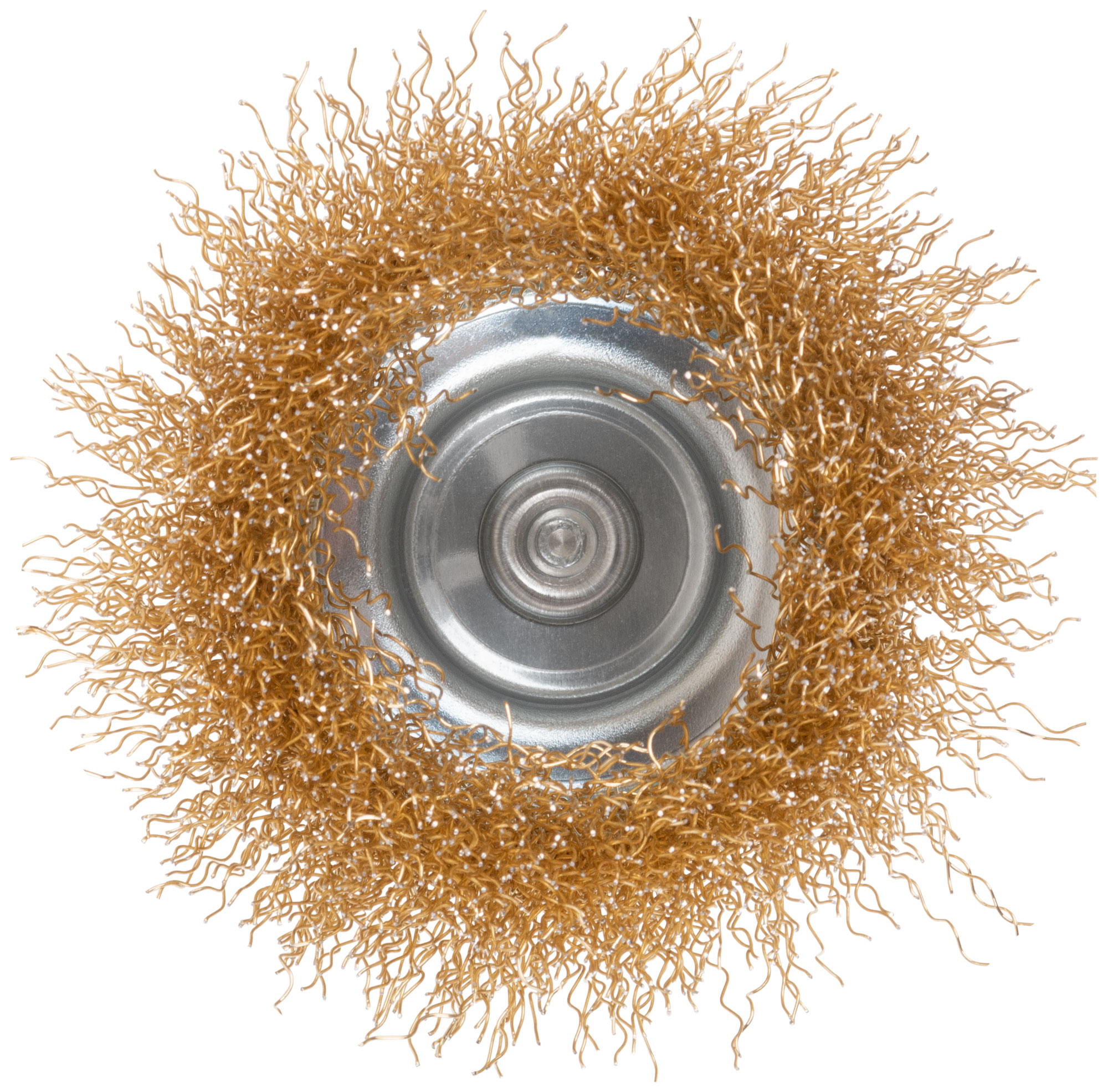 Щетка для дрели, тип "Чашка", латунированная витая проволока 0,3 мм, 75 мм, CUTOP Profi