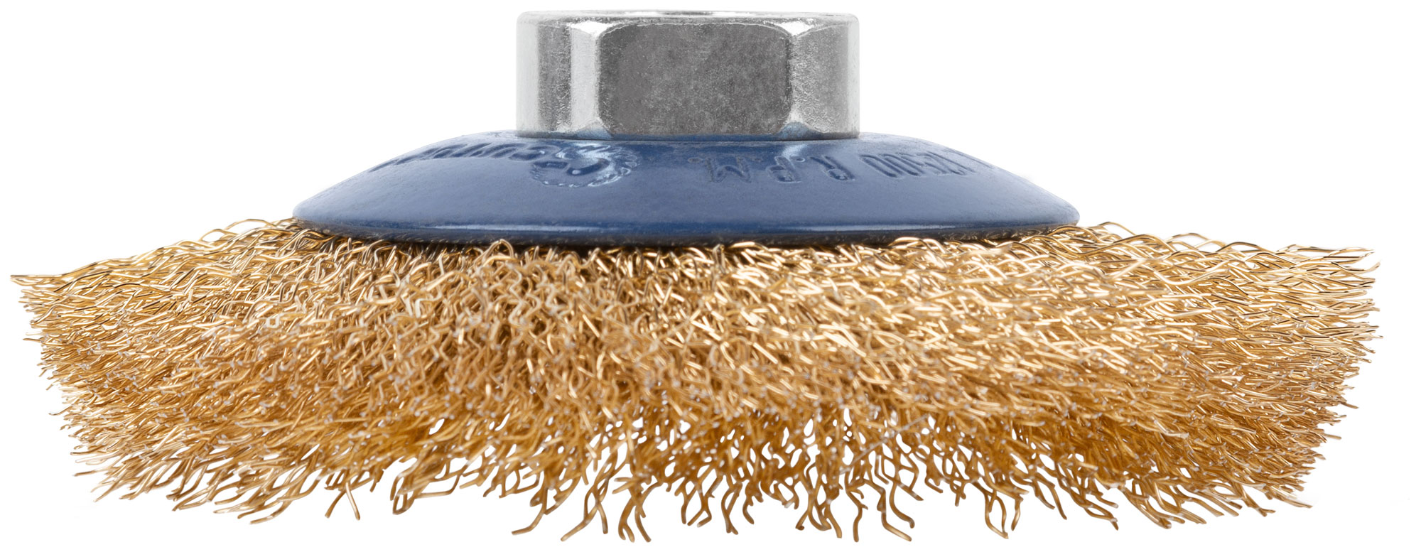 Щетка для УШМ, М14, тип "Тарелка", латунированная витая проволока 0,3 мм, 100 мм, CUTOP Profi