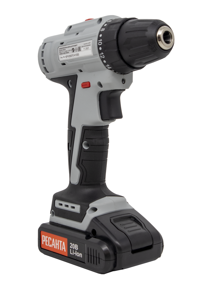 Дрель-шуруповерт аккумуляторная Ресанта ДА-20-2ЛК-Б (2,0 А/ч) (бесщеточный двигатель)