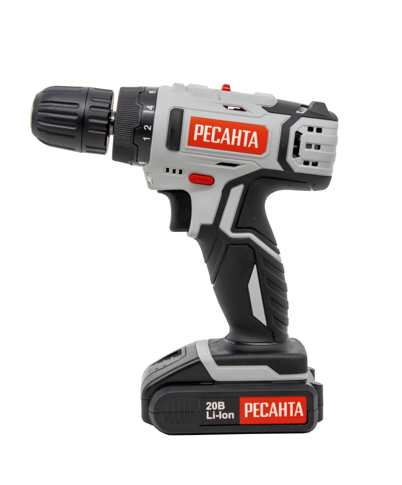 Дрель-шуруповерт аккумуляторная Ресанта ДА-20-2ЛК (2,0 А/ч)