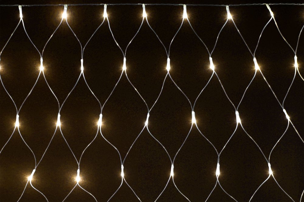 LIGHTING Гирлянда сеть 1,5х1,5м 160 светодиодов теплый белый свет IP20 прозрачный шнур 3м 230В контроллер 8 сцен IEK