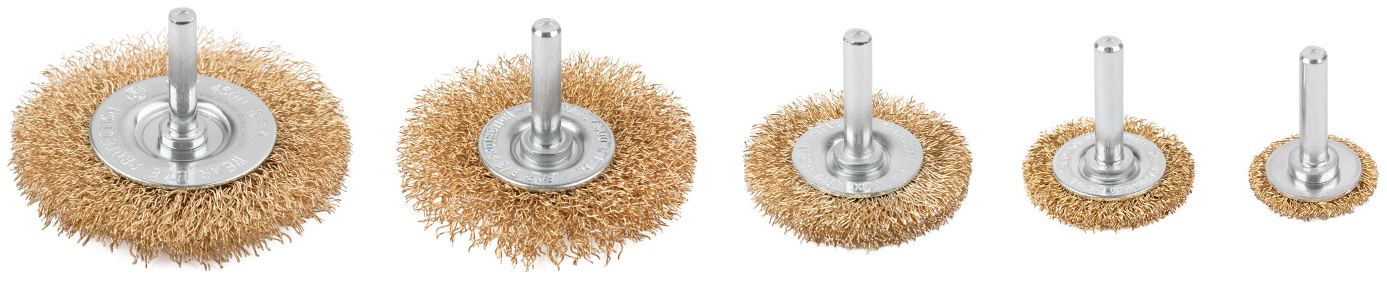 Набор щеток для дрели, 5 шт. ("Плоские" 25,38,50,65,75 мм, латунированная витая проволока, CUTOP Profi