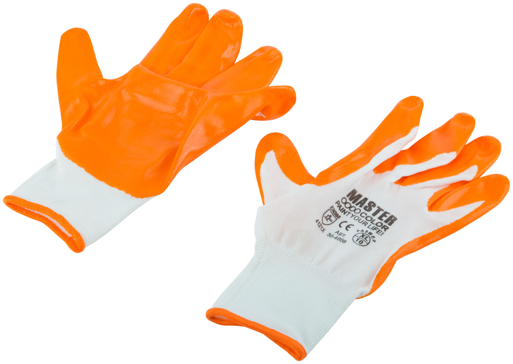 Перчатки белые, полиэстер с обливкой из нитрила (кислото-щелочно стойкие; водоотталкивающие), р-р ХL/10