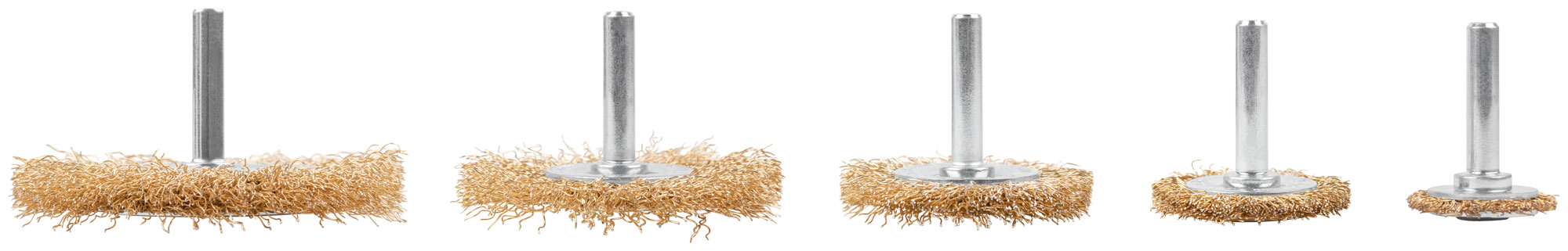 Набор щеток для дрели, 5 шт. ("Плоские" 25,38,50,65,75 мм, латунированная витая проволока, CUTOP Profi