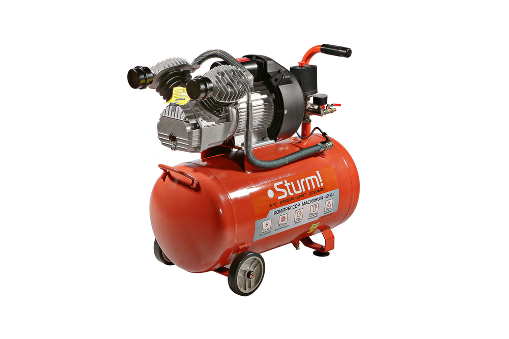Компрессор воздушный масляный Sturm! AC9323, 2,4кВт, 410л/мин, ресивер 50л, прямой привод