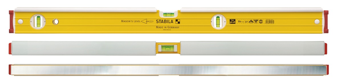 Уровень Stabila тип 96-2 К, 80см (2верт.,1гориз.,точн. 0,5мм/м) для каменщика/плиточника