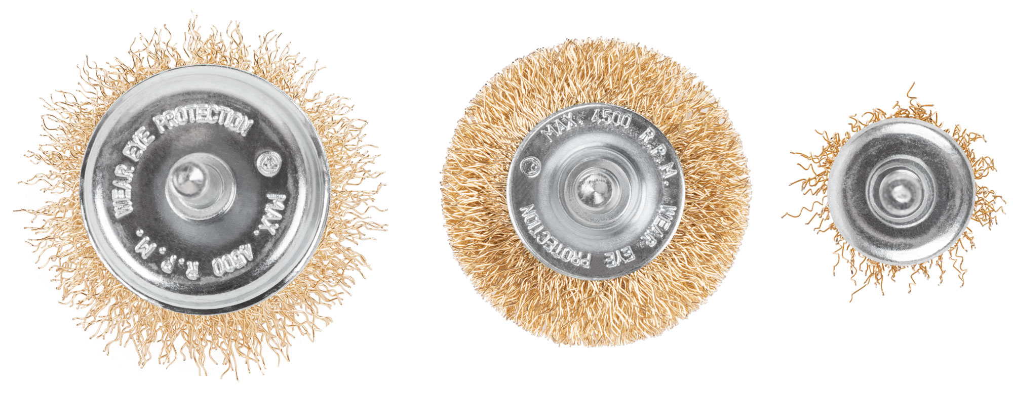 Набор щеток для дрели, 3 шт. ("Чашки" 25, 50 мм, "Плоская" 50 мм, латунированная витая проволока, CUTOP Profi