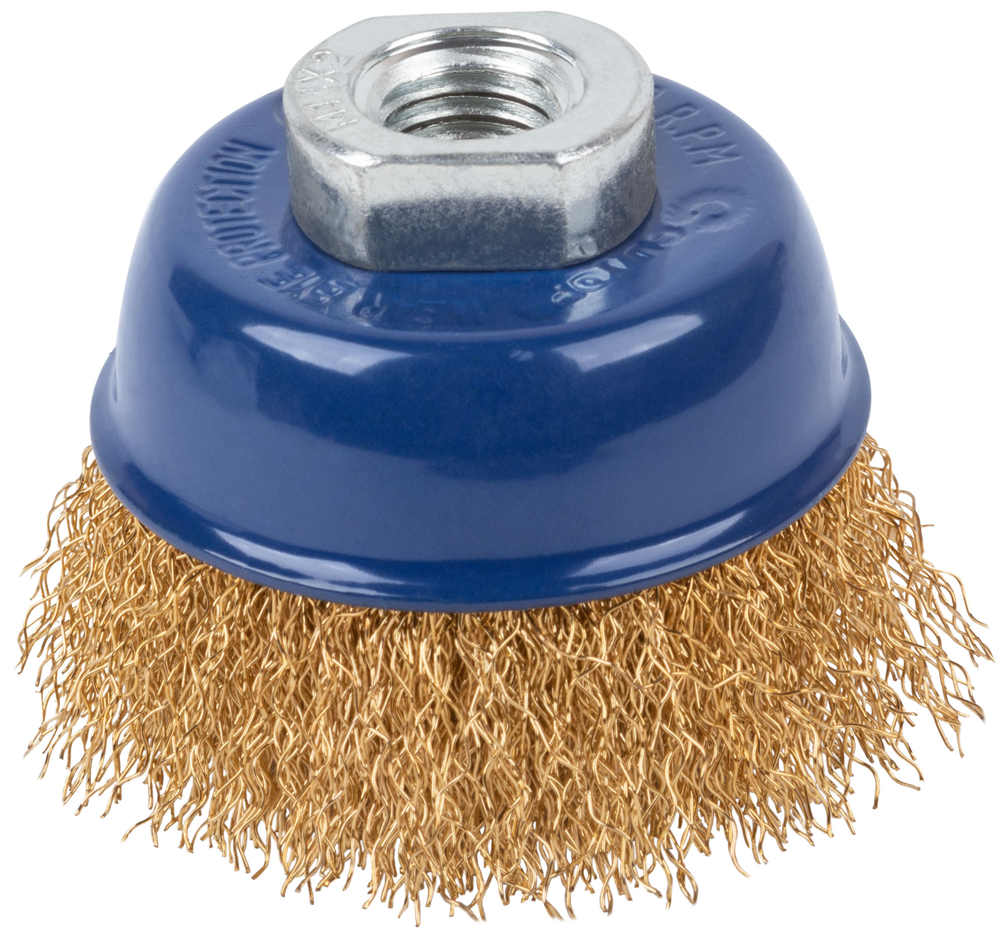 Щетка для УШМ, М14, тип "Чашка", латунированная витая проволока 0,3 мм,  65 мм, CUTOP Profi