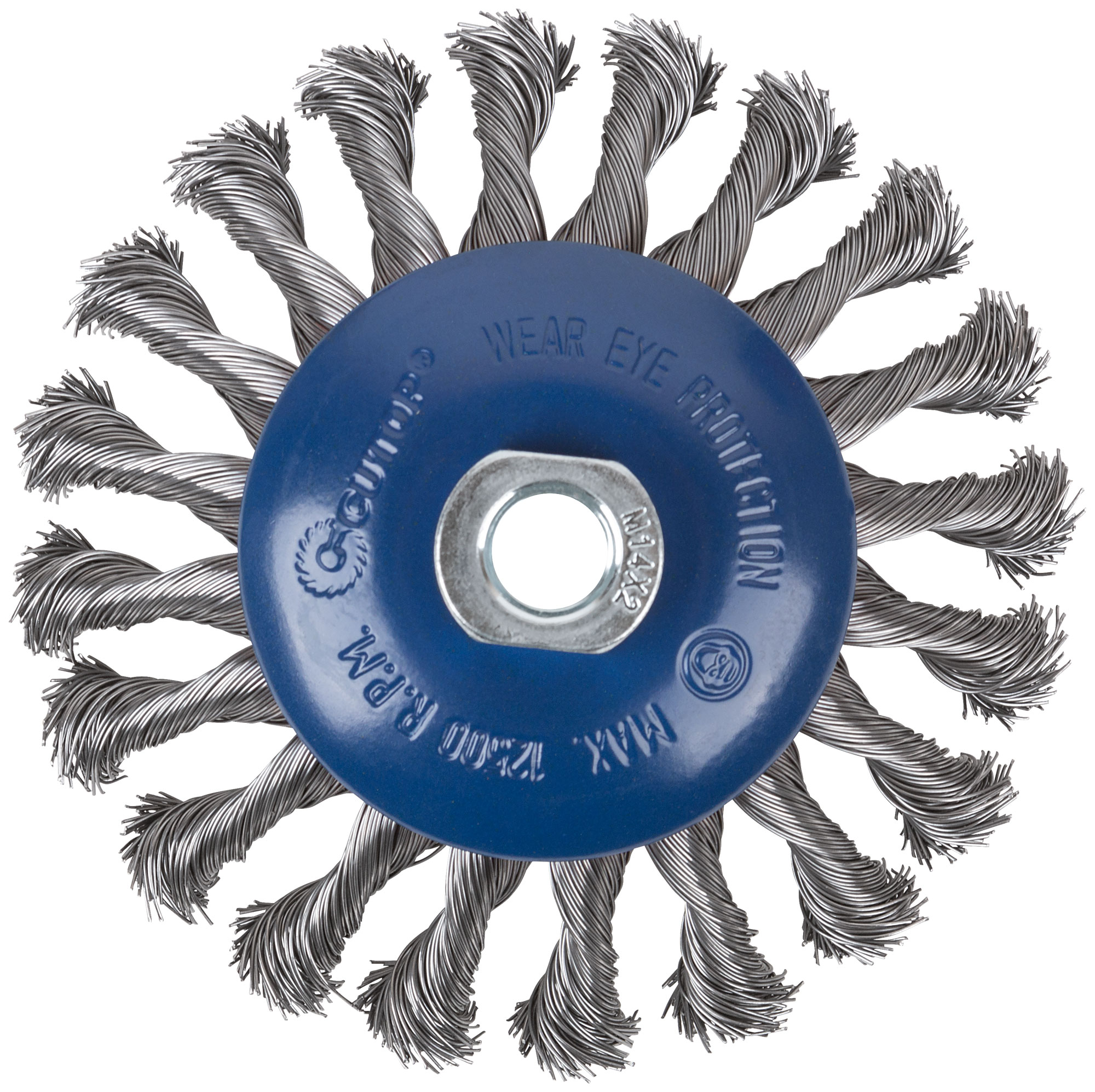 Щетка для УШМ, М14, тип "Тарелка", крученая проволока 0,5 мм, 125 мм, CUTOP Profi