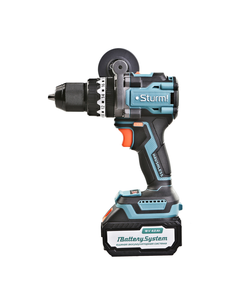 CD1655BLI Дрель аккумуляторная ударн. Sturm!, б/щ 18В, 1BatterySystem, 130Нм, 1х4.0Ач, кейс