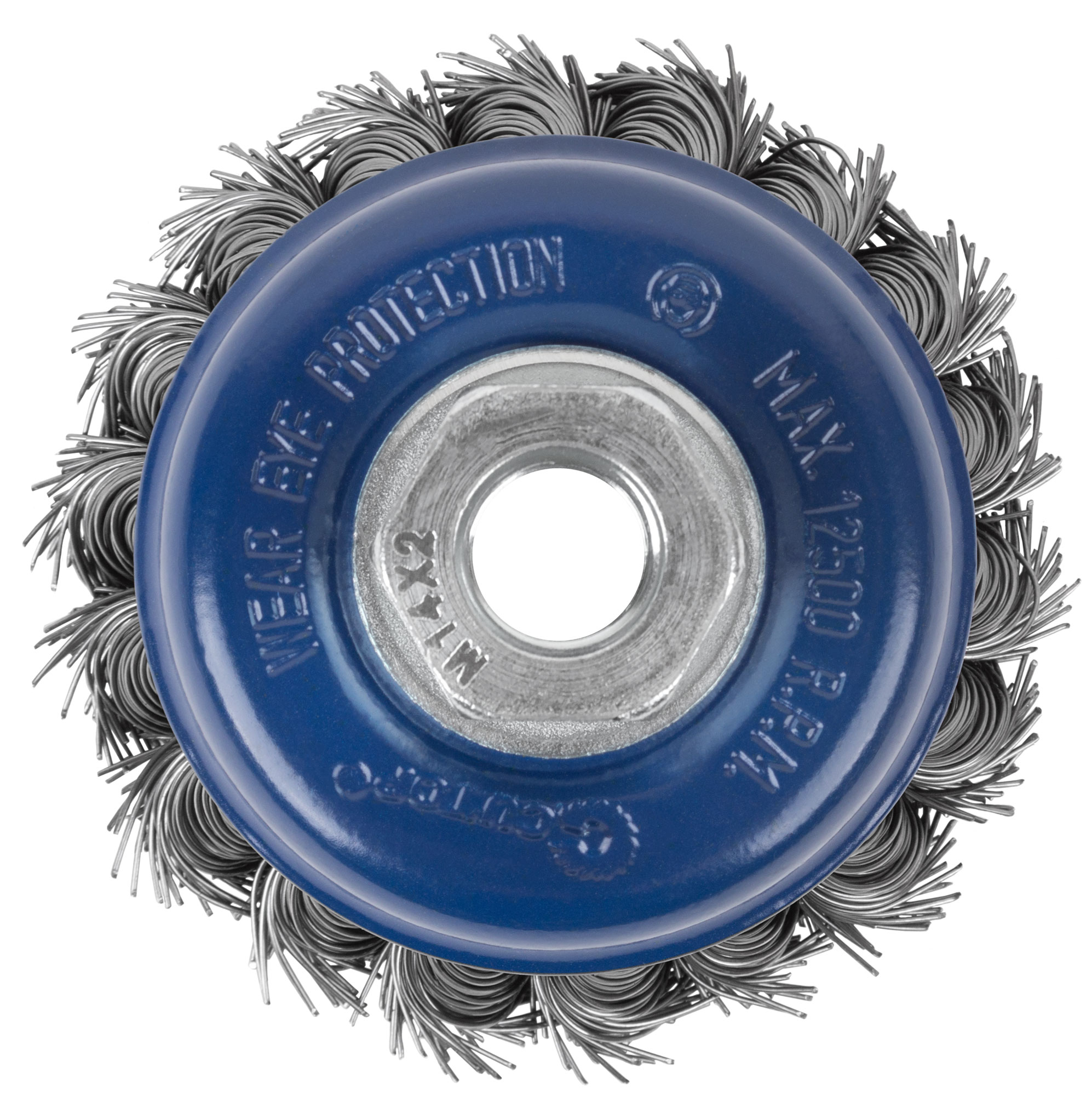 Щетка для УШМ, М14, тип "Чашка", крученая витая проволока 0,5 мм,  75 мм, CUTOP Profi