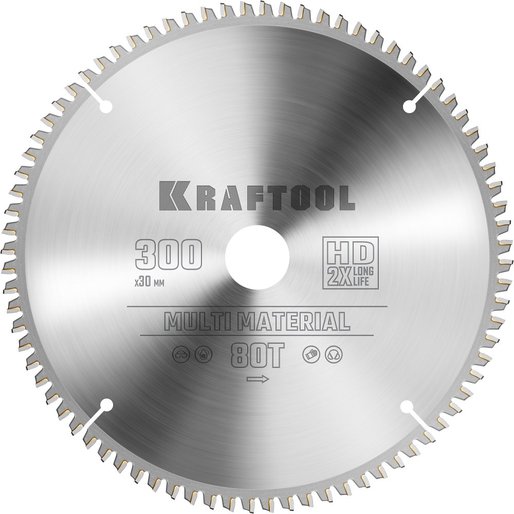 KRAFTOOL Multi Material 300х30мм 80Т, диск пильный