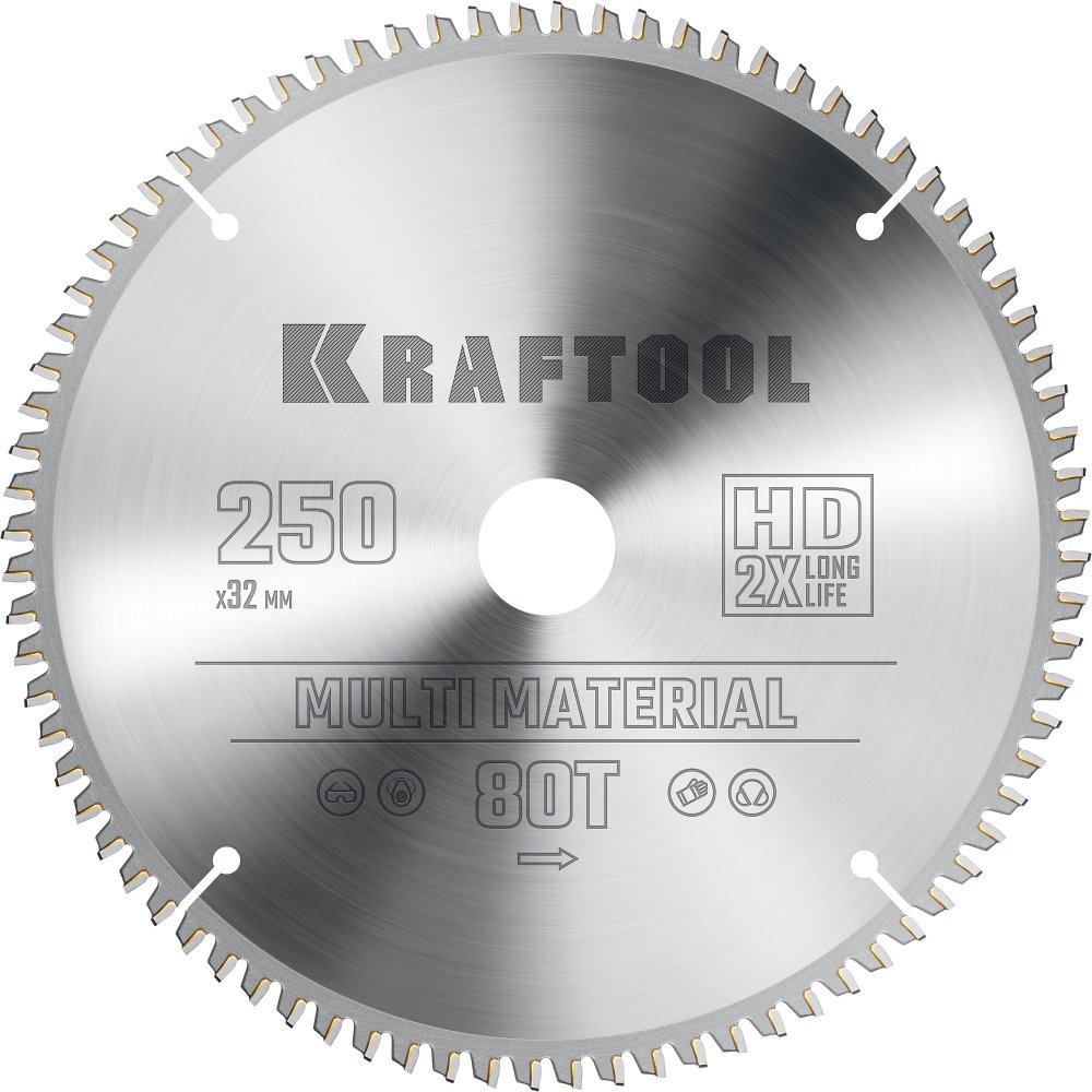 KRAFTOOL Multi Material 250х32мм 80Т, диск пильный