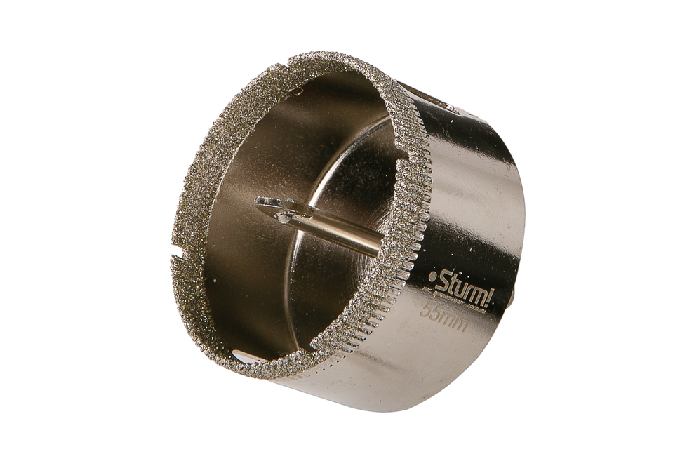 Коронка алмазн. По керам. Плитке и стеклу 55 х 55 мм,  с центрир. Сверл. Sturm!