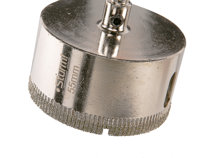 Коронка алмазн. По керам. Плитке и стеклу 55 х 55 мм,  с центрир. Сверл. Sturm!