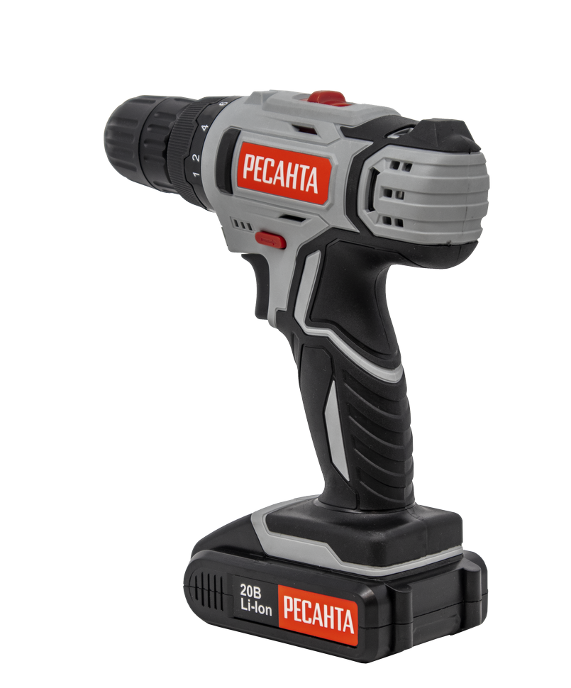 Дрель-шуруповерт аккумуляторная Ресанта ДА-20-2ЛК (2,0 А/ч)