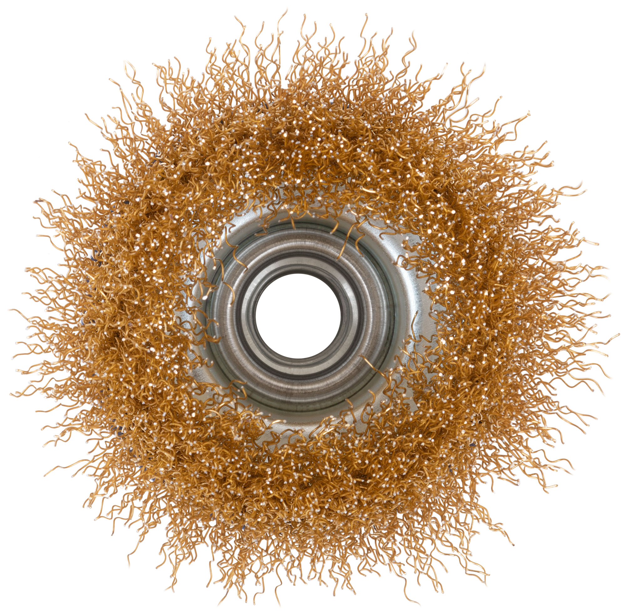 Щетка для УШМ, М14, тип "Чашка", латунированная витая проволока 0,3 мм,  75 мм, CUTOP Profi