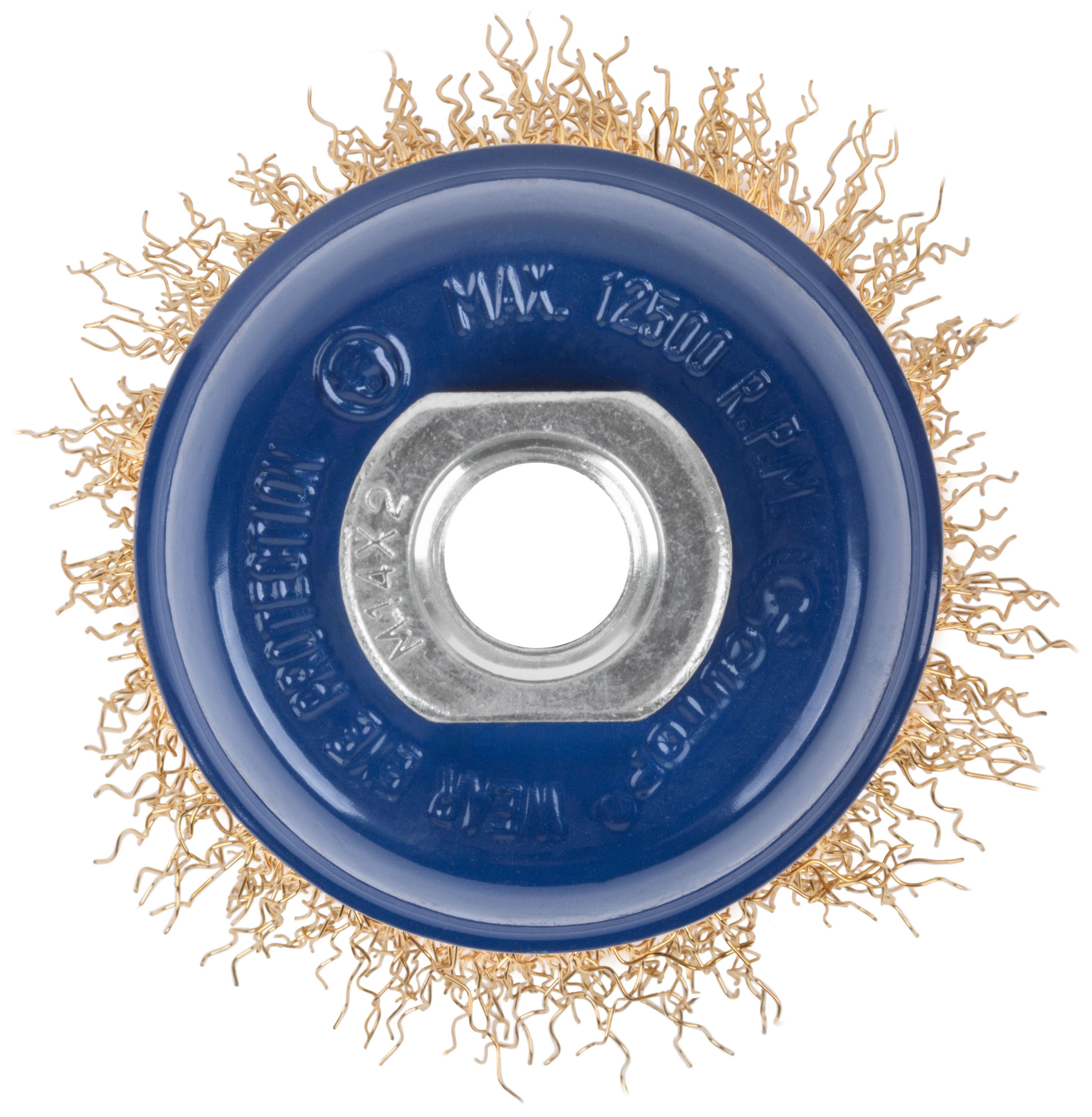 Щетка для УШМ, М14, тип "Чашка", латунированная витая проволока 0,3 мм,  65 мм, CUTOP Profi