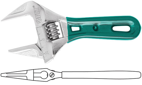 Ключ разводной "Смарт", CrV, укороченный, узкие губки, шкала, экстра увелич.захват 155 мм ( 43 мм )