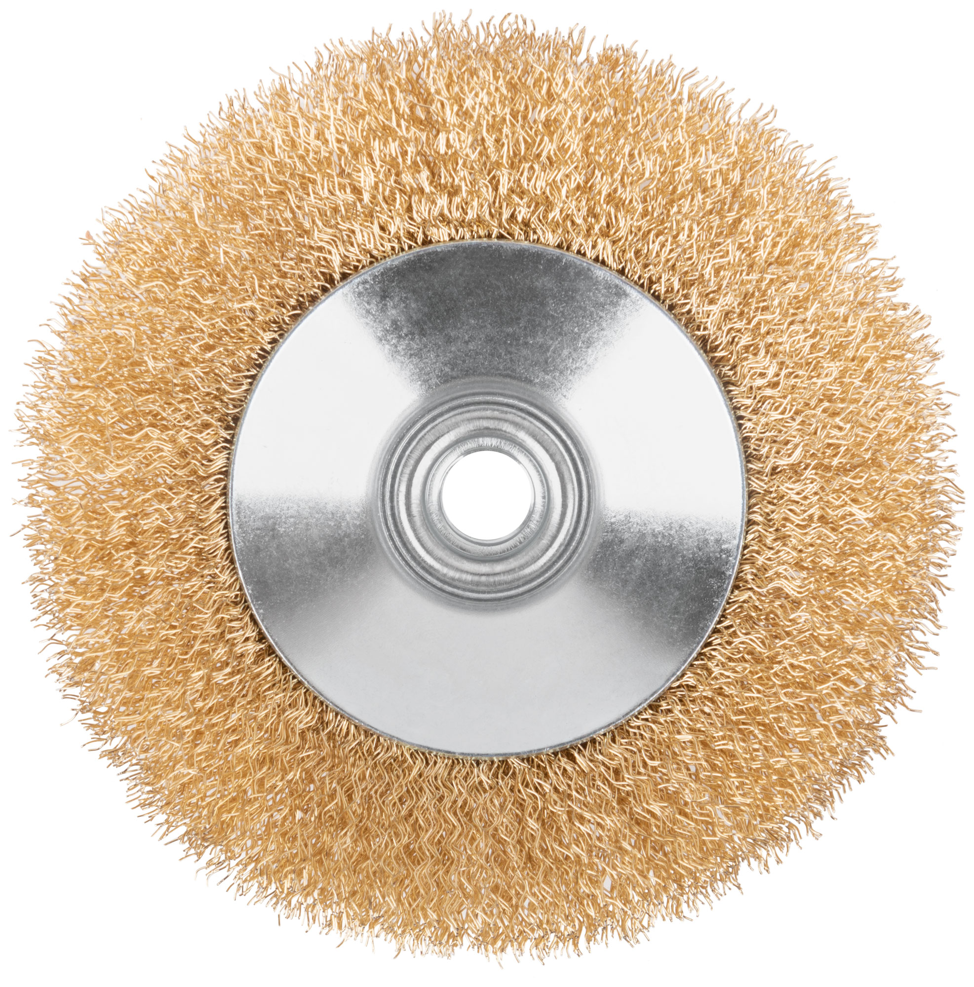 Щетка для УШМ, М14, тип "Тарелка", латунированная витая проволока 0,3 мм, 125 мм, CUTOP Profi