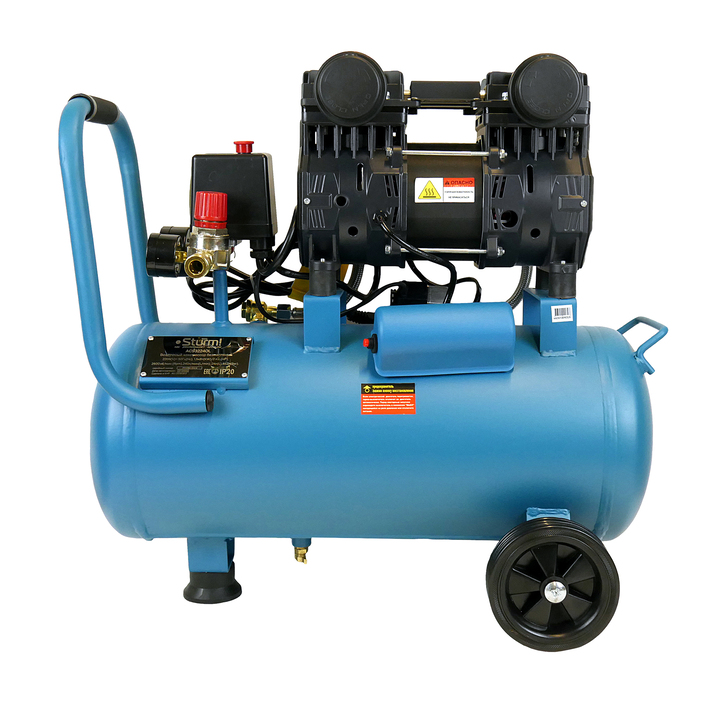 Компрессор безмасляный AC93224OL Sturm! 1,5кВт, 240 л/мин,ресивер 24л., бесшумный, "профи"