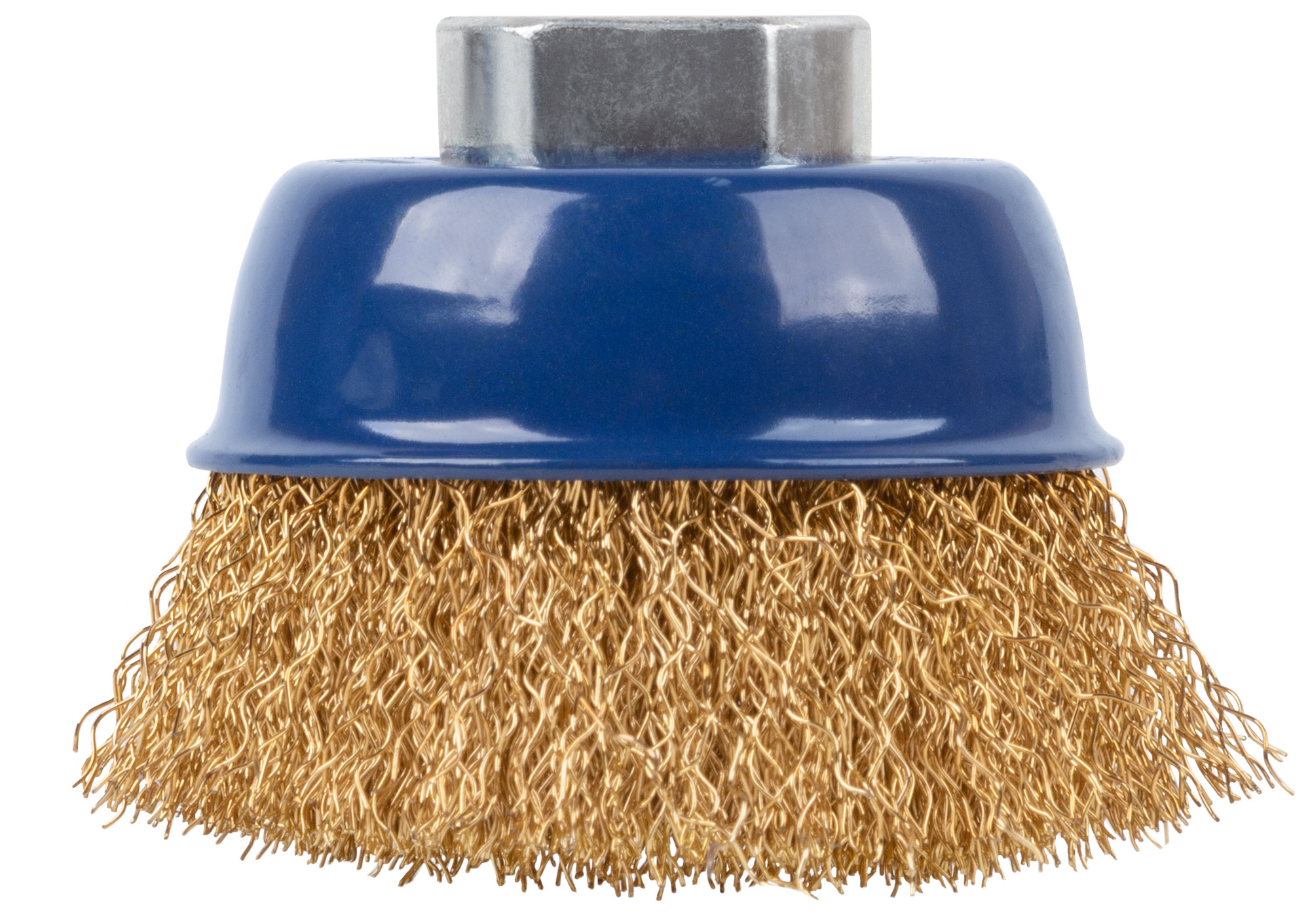 Щетка для УШМ, М14, тип "Чашка", латунированная витая проволока 0,3 мм,  65 мм, CUTOP Profi