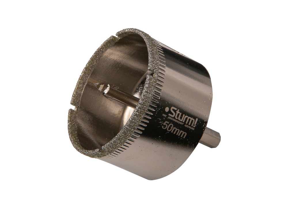 Коронка алмазн. По керам. Плитке и стеклу 50 х 55 мм,  с центрир. Сверл. Sturm!