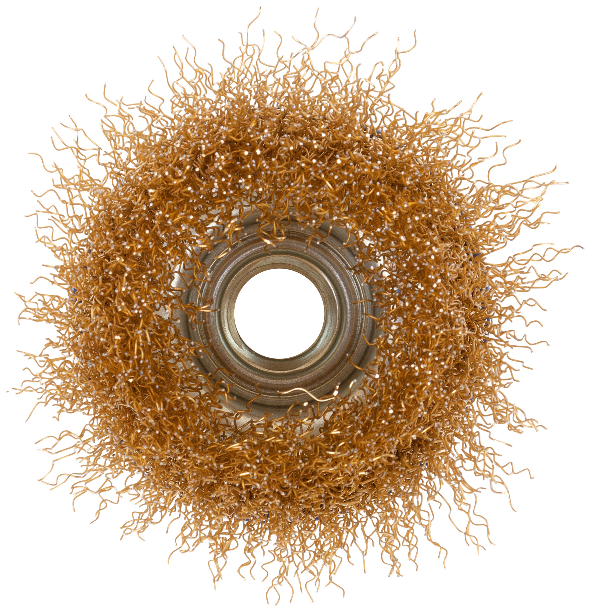 Щетка для УШМ, М14, тип "Чашка", латунированная витая проволока 0,3 мм,  65 мм, CUTOP Profi