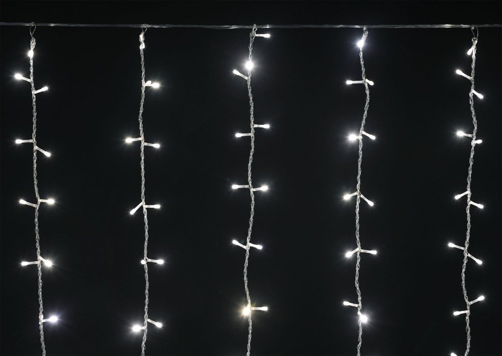 LIGHTING Гирлянда занавес 1,5х1,5м 160 светодиодов теплый белый свет IP20 прозрачный шнур 3м 230В транзит IEK