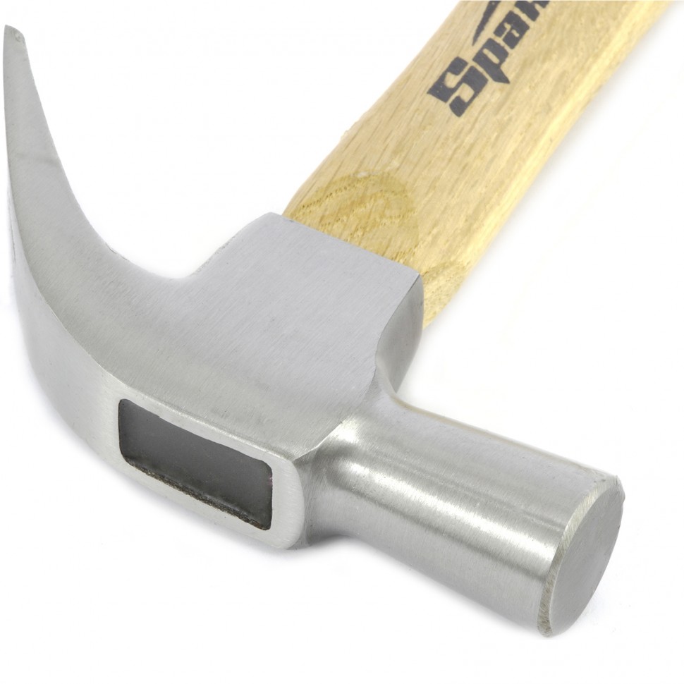 Молоток-гвоздодер, 450 г, боек 27 мм, деревянная рукоятка// Sparta