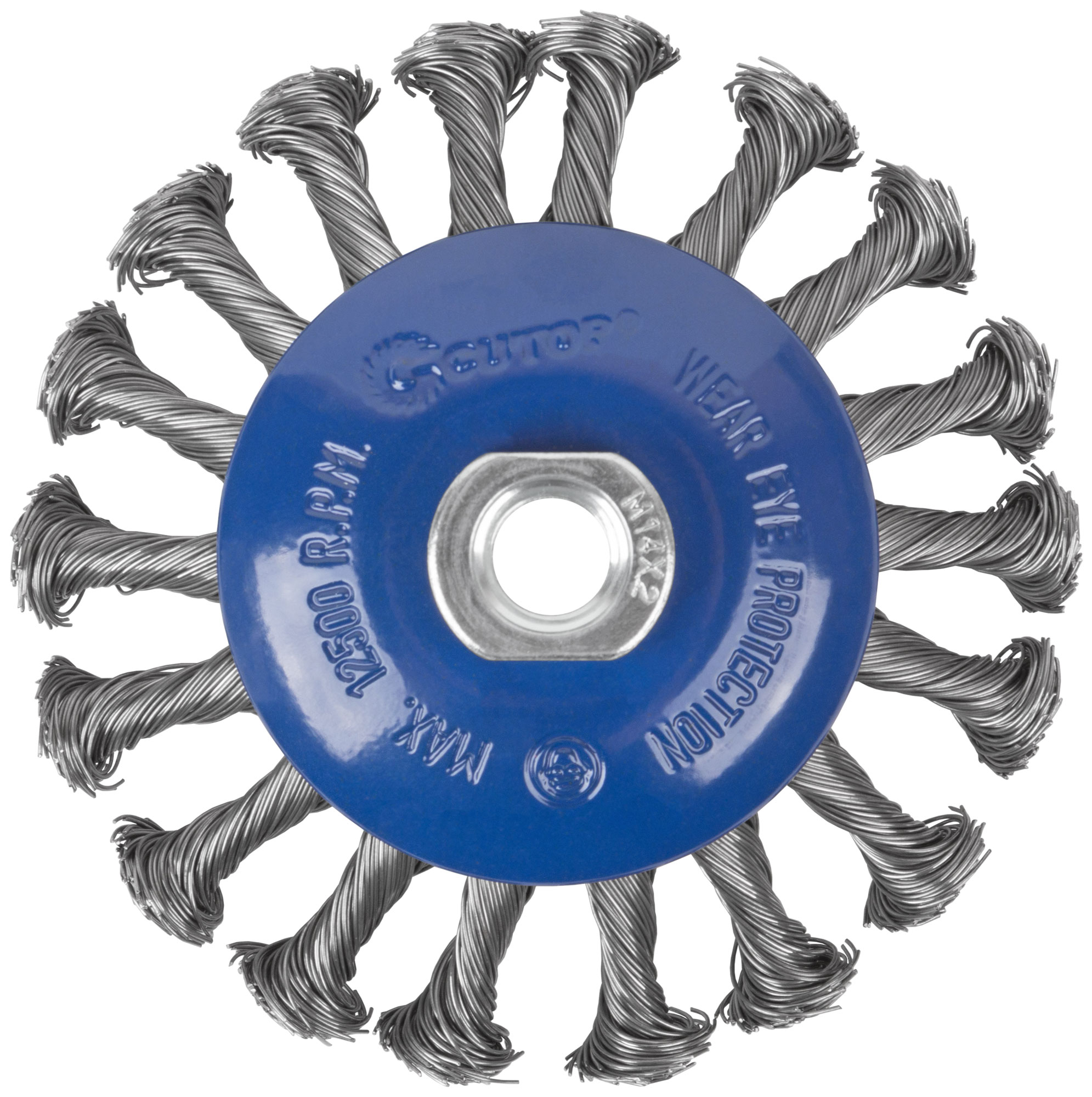 Щетка для УШМ, М14, тип "Тарелка", крученая проволока 0,5 мм, 115 мм, CUTOP Profi