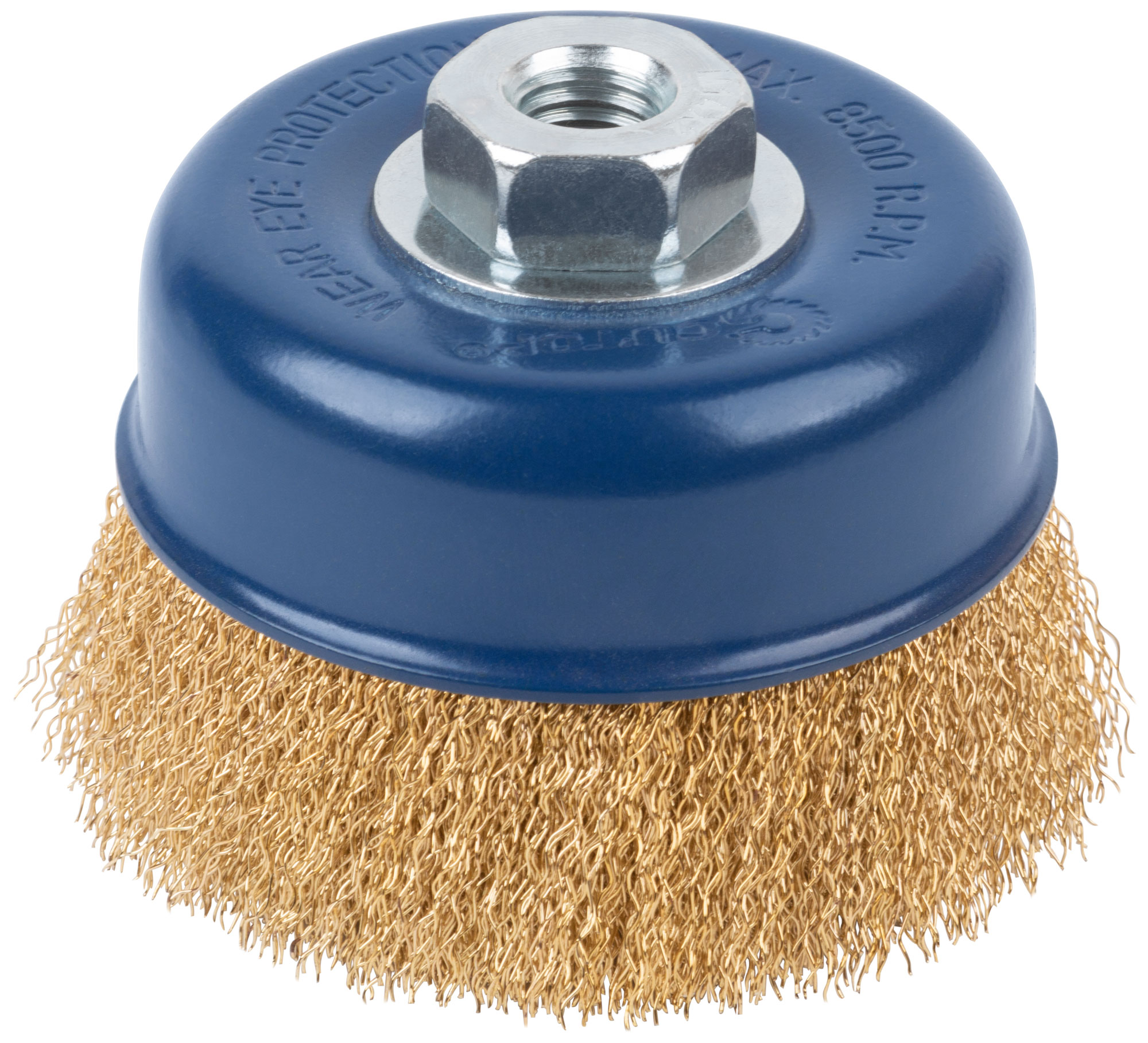 Щетка для УШМ, М14, тип "Чашка", латунированная витая проволока 0,3 мм, 100 мм, CUTOP Profi
