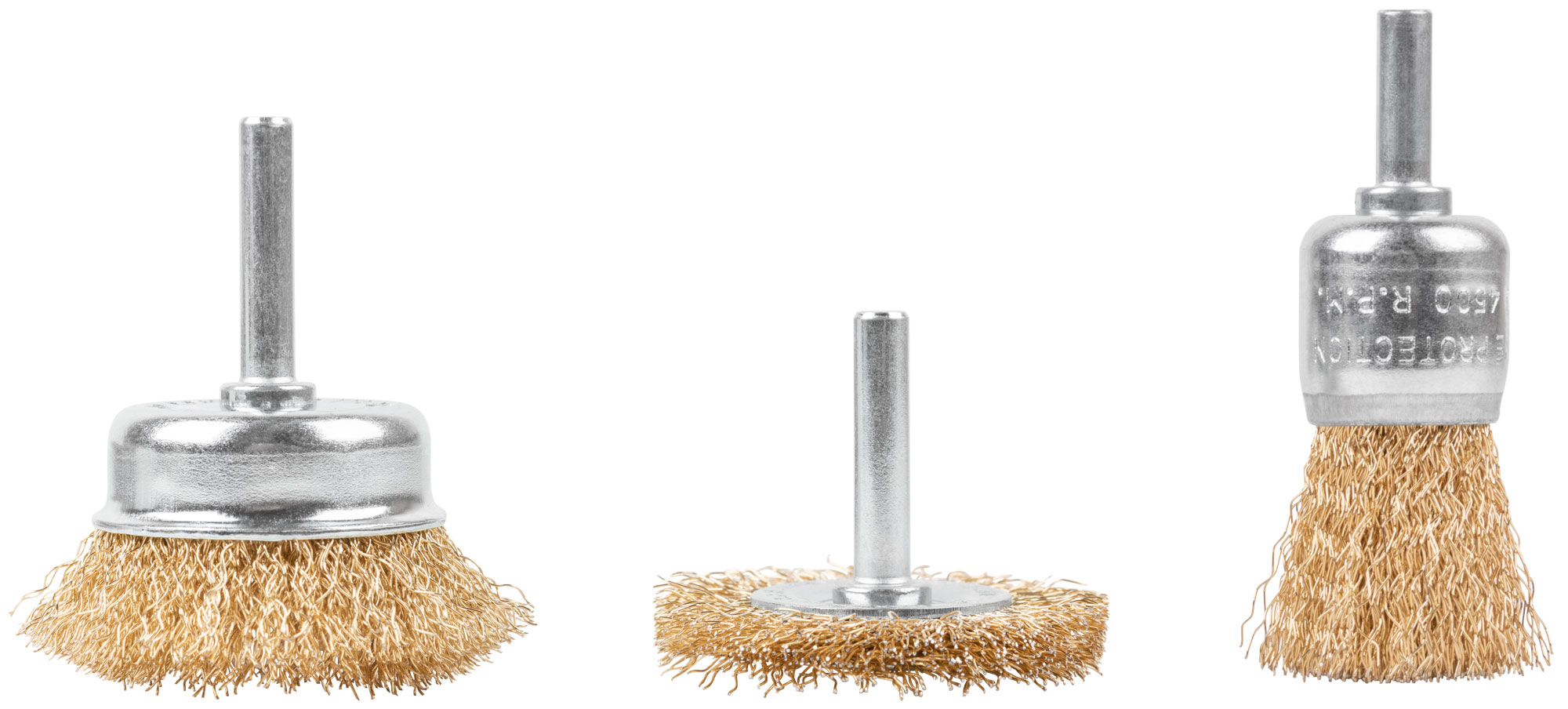 Набор щеток для дрели, 3 шт. ("Чашки" 25, 50 мм, "Плоская" 50 мм, латунированная витая проволока, CUTOP Profi