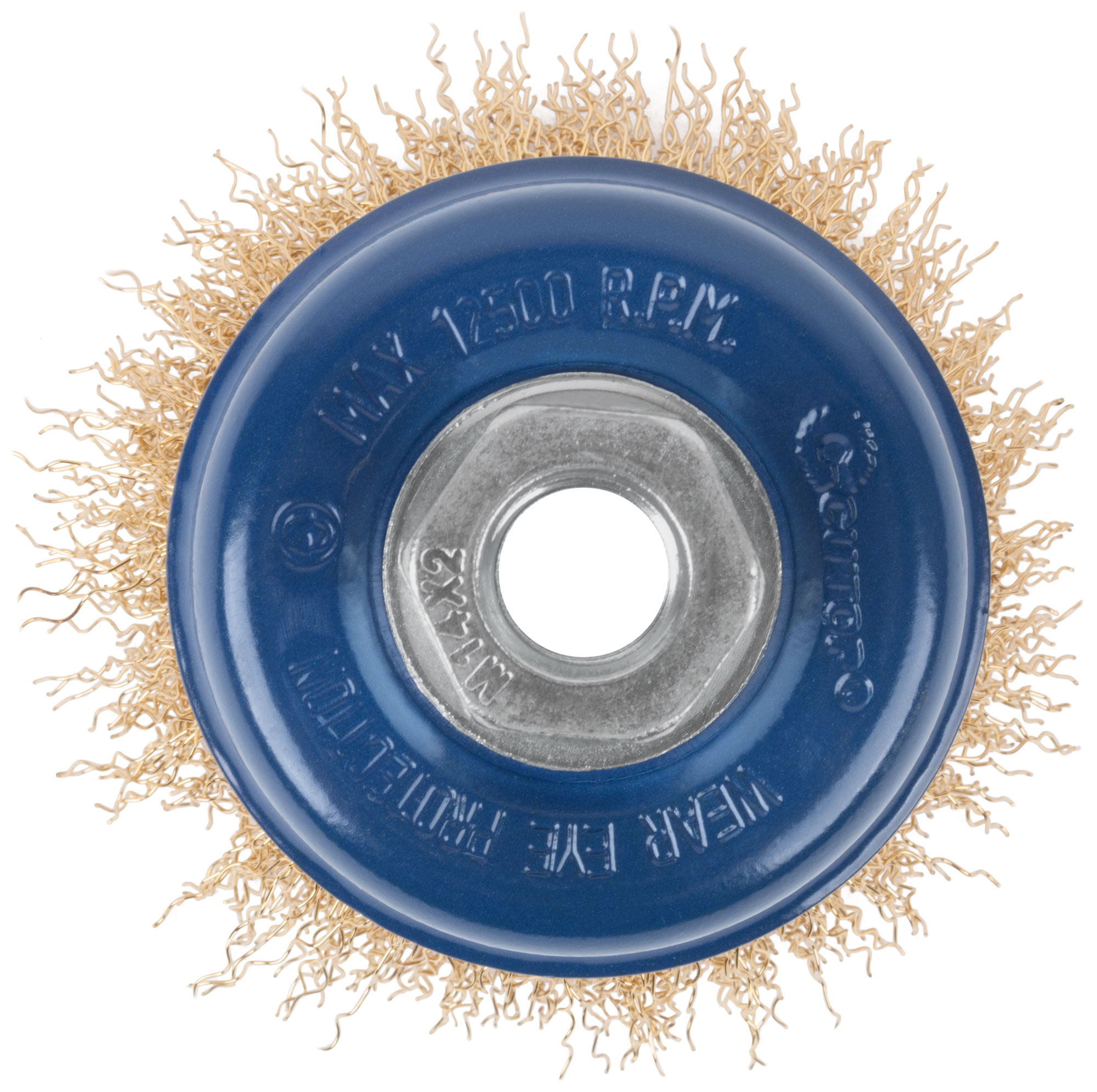 Щетка для УШМ, М14, тип "Чашка", латунированная витая проволока 0,3 мм,  75 мм, CUTOP Profi