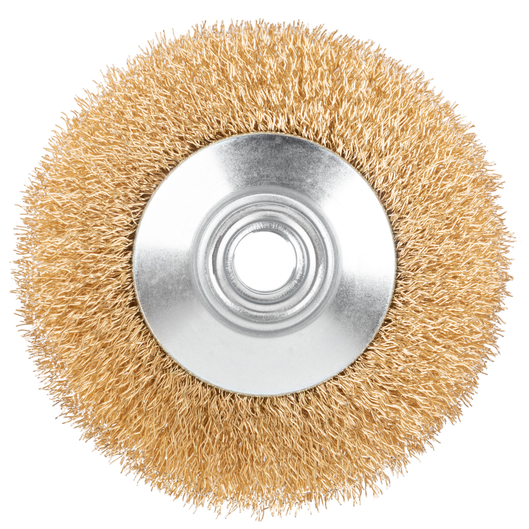 Щетка для УШМ, М14, тип "Тарелка", латунированная витая проволока 0,3 мм, 100 мм, CUTOP Profi