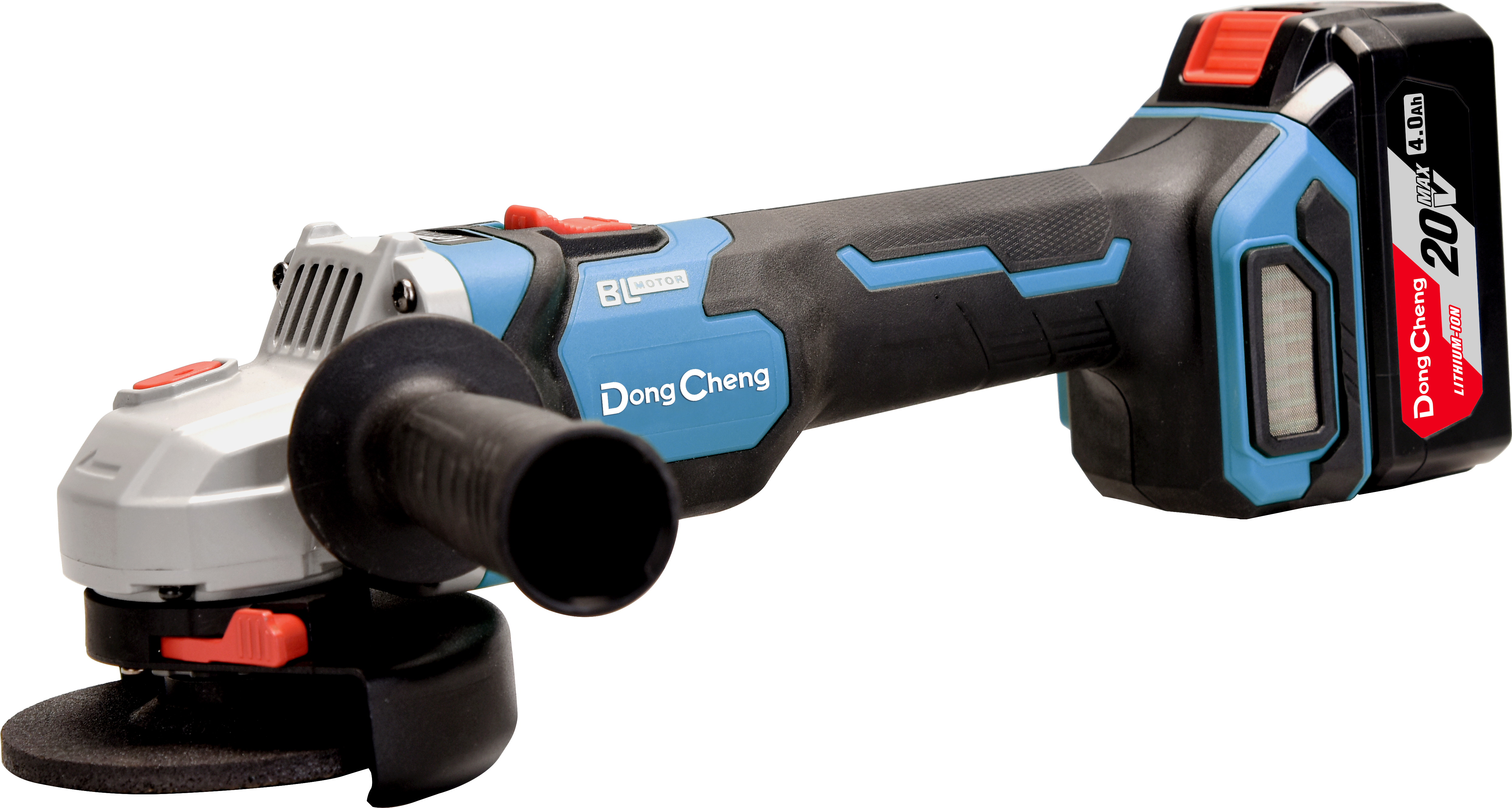 Аккумуляторная угловая шлифовальная машина DongCheng DCSM04-125(TYPE EM), 20 В, 125 мм, 2 акб 4 Ач, зу 2 А, регулировка скорости